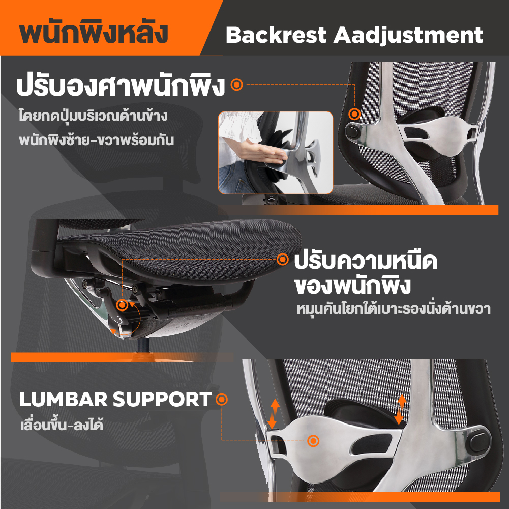 Ergotrend เก้าอี้เพื่อสุขภาพเออร์โกเทรน รุ่น Oster สีดำ เก้าอี้สีดำ ระบายอากาศดีเยี่ยม นุ่มสบาย ตามหลักสรีระศาสตร์ Ergonomic รองรับน้ำหนักได้สูงสุด 150 กก. ลดอาการปวดเมื่อย เกรดพรีเมี่ยม