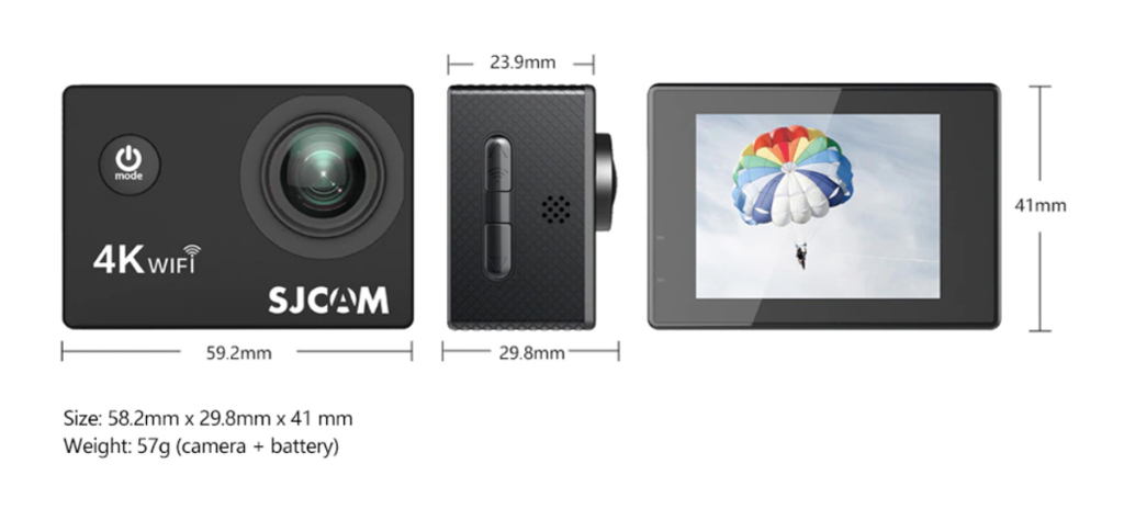 ข้อมูลประกอบของ SJCAM SJ4000 Air 4K Action Camera Wifi Air สีดำ กล้องกันน้ำ 30 เมตร กล้องติดหมวกกันน๊อค ประกัน 1ปี กล้องแอคชั่น Web Cam
