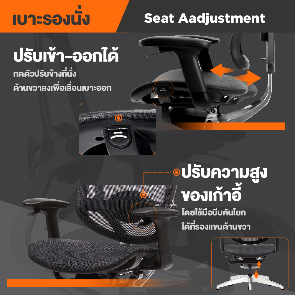 Ergotrend เก้าอี้เพื่อสุขภาพเออร์โกเทรน รุ่น Oster สีดำ เก้าอี้สีดำ ระบายอากาศดีเยี่ยม นุ่มสบาย ตามหลักสรีระศาสตร์ Ergonomic รองรับน้ำหนักได้สูงสุด 150 กก. ลดอาการปวดเมื่อย เกรดพรีเมี่ยม