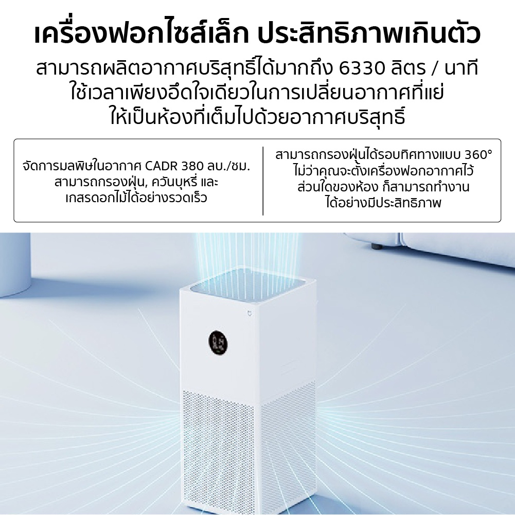 ภาพที่ให้รายละเอียดเกี่ยวกับ Xiaomi Mi Air Purifier 4 / 4 Lite / 4 Pro เครื่องฟอกอากาศสำหรับห้อง 26-45 ตร.ม.