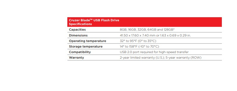 รูปภาพรายละเอียดของ SanDisk CRUZER BLADE USB แฟลชไดร์ฟ 32GB, USB2.0 (SDCZ50-032G)
