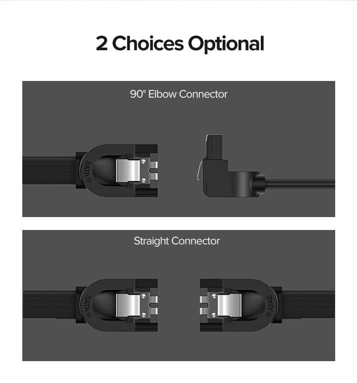 รายละเอียดเพิ่มเติมเกี่ยวกับ UGREEN รุ่น US217 6.0 Gbps SATA III 3.0 Cable Right-Angle 50cm มีให้เลือกสองแบบ หัว 90 องศา และ หัวตรง