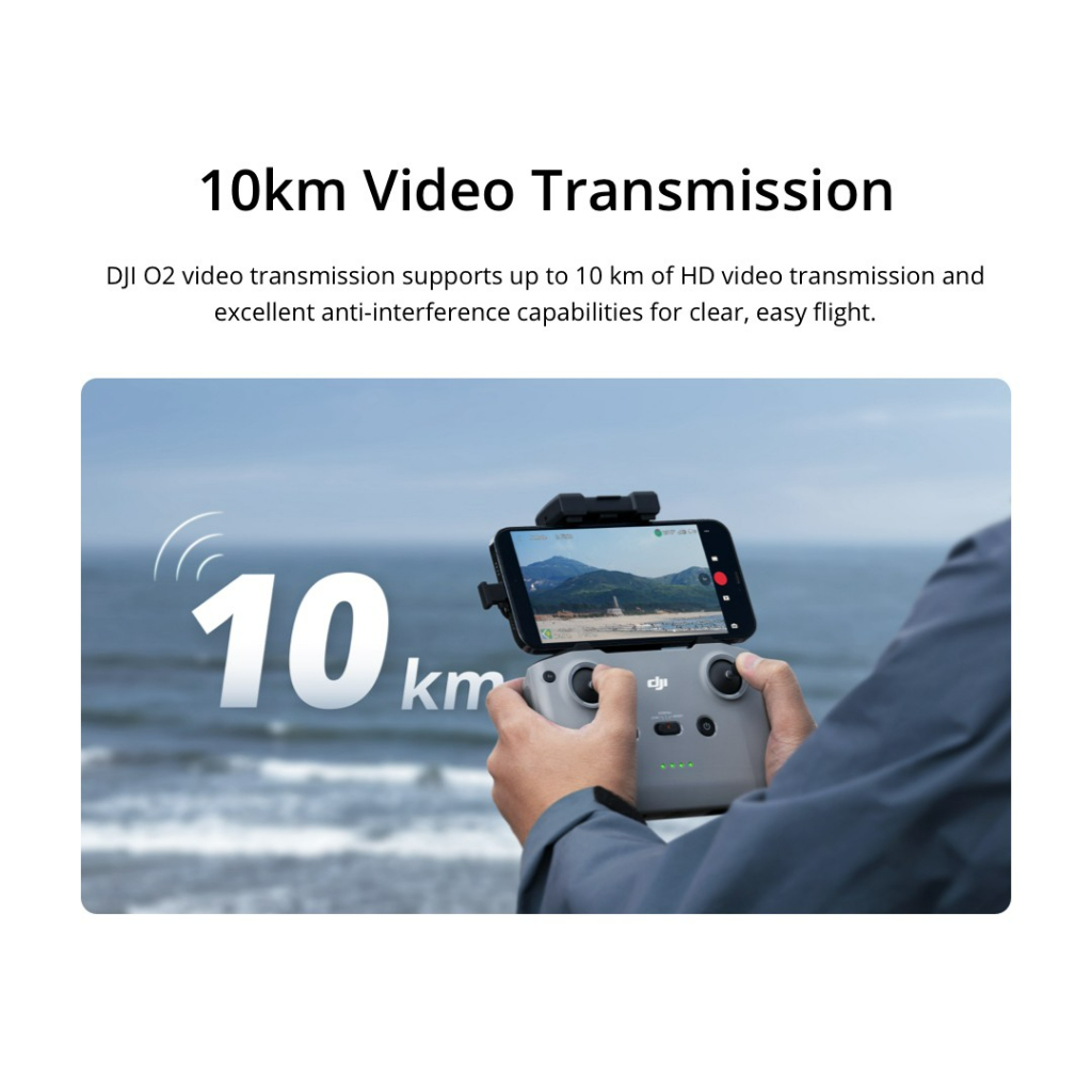 เกี่ยวกับ DJI MINI 2 SE Drone ดีเจไอ โดรน ขนาดเล็ก ไซส์มินิ พกพาสะดวก น้ำหนักเบา ระยะส่งสัญญาณไกลถึง 10 กิโลเมตร (Video Transmissions) ความชัดระดับ HD