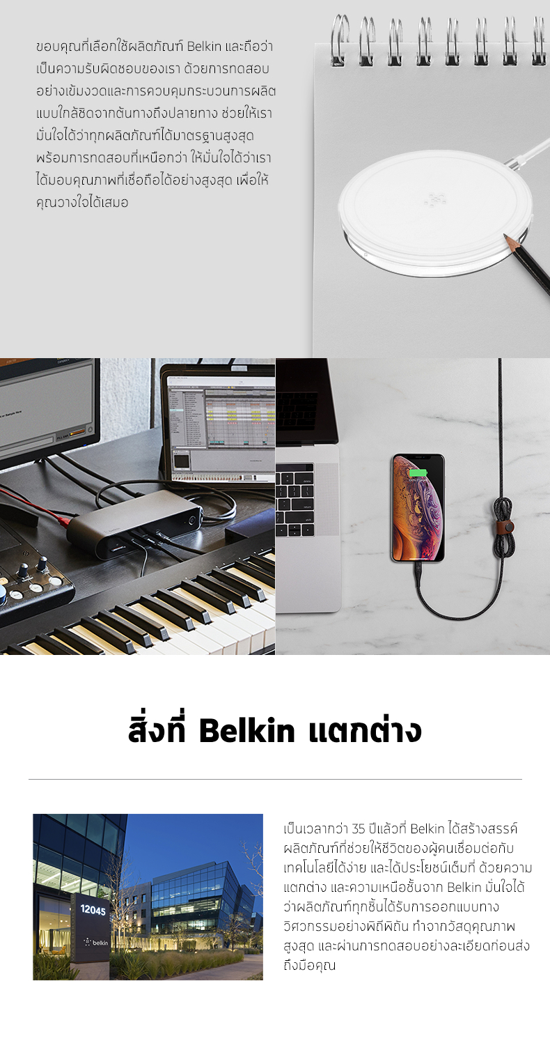 มุมมองเพิ่มเติมของสินค้า Belkin หัวชาร์จ 108W Gan Dual Type C PD + Dual USB หัวชาร์จเร็ว สำหรับ Notebook Macbook iPad iPhone Fast charge WCH010