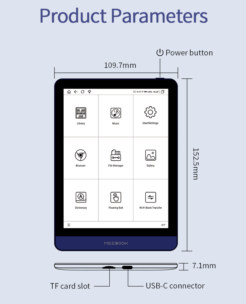 รูปภาพรายละเอียดของ Meebook M6 eBook Reader 2023 Edition - New 6" Eink (Android 11 / Micro SD Slot 1TB)