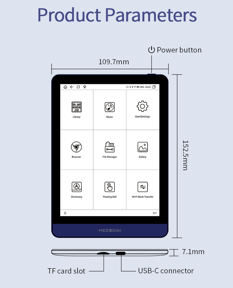 มุมมองเพิ่มเติมเกี่ยวกับ Meebook M6 eBook Reader 2023 Edition - New 6" Eink (Android 11 / Micro SD Slot 1TB)