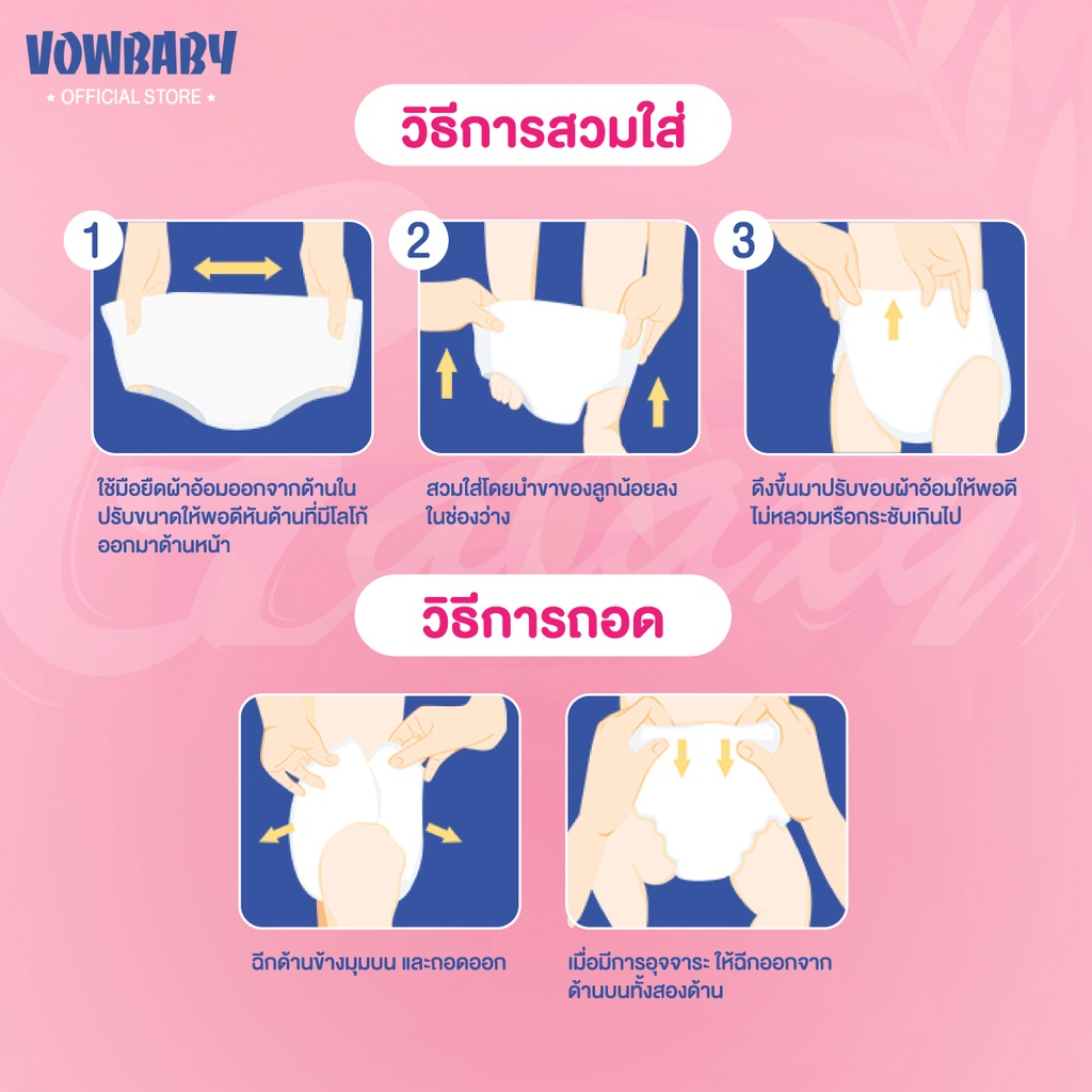 มุมมองเพิ่มเติมของสินค้า Vowbaby Cute Galaxy Pants Size M/L/XL/XXL ผ้าอ้อมเด็กสำเร็จรูปโวลเบบี้ ผ้าอ้อมแบบกางเกง