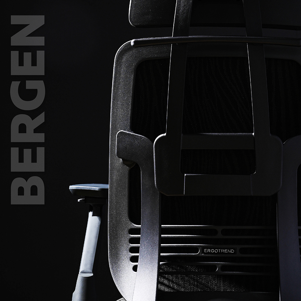 Ergotrend เก้าอี้เพื่อสุขภาพเออร์โกเทรน รุ่น Bergen เก้าอี้สีดำ ระบายอากาศดีเยี่ยม นุ่มสบาย ตามหลักสรีระศาสตร์ Ergonomic เก้าอี้พนักพิงสูง ลดอาการปวดเมื่อย เกรดคุณภาพ