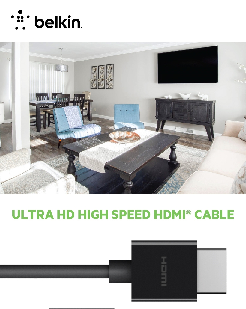 ลองดูภาพสินค้า Belkin สายเคเบิล HDMI Ultra HD High Speed HDMI Cable 2M version 2.1 ใช้งานร่วมกับ AppleTV PS5 Xbox AV10175bt2MBKV2