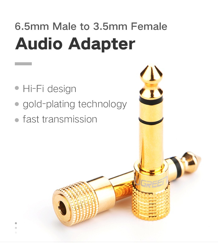 เกี่ยวกับ UGREEN รุ่น 20503 หัวแปลง AUX 6.35mm to 3.5mm Male to Female tereo Audio Adapter Gold Plated