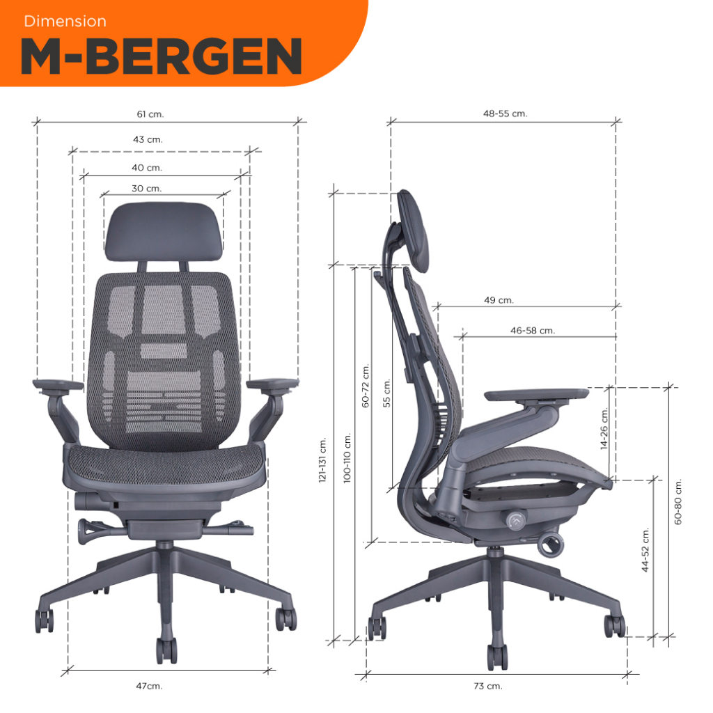 Ergotrend เก้าอี้เพื่อสุขภาพเออร์โกเทรน รุ่น M-Bergen เก้าอี้สีดำ เก้าอี้ทำงานเพื่อสุขภาพ นุ่มสบาย ตามหลักสรีระศาสตร์ ระบายอากาศดีเยี่ยม เก้าอี้เบาะ นุ่ม เกรดพรีเมี่ยม