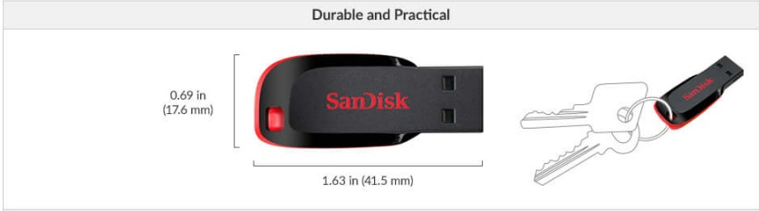 ข้อมูลเพิ่มเติมของ SanDisk CRUZER BLADE USB แฟลชไดร์ฟ 32GB, USB2.0 (SDCZ50-032G)