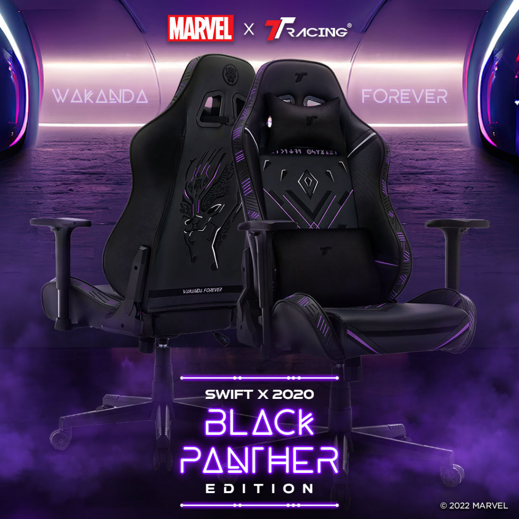 TTRacing Swift X 2020 Gaming Chair Marvel Black Panther เก้าอี้สำนักงาน เก้าอี้เกมมิ่ง เก้าอี้เกมมิ่งเพื่อสุขภาพ E-Sport เก้าอี้เบาะ นุ่ม เกรดพรีเมี่ยม