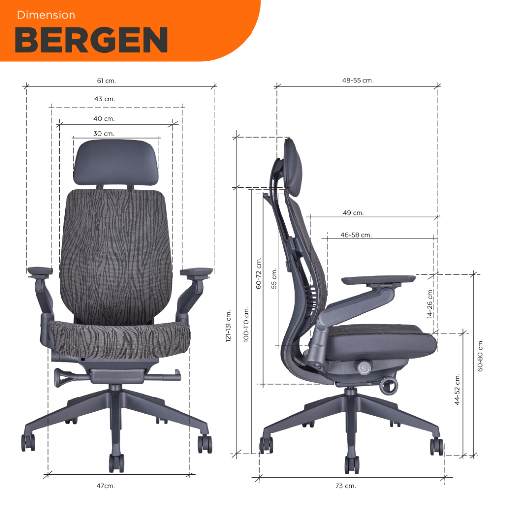 Ergotrend เก้าอี้เพื่อสุขภาพเออร์โกเทรน รุ่น Bergen เก้าอี้สีดำ ระบายอากาศดีเยี่ยม นุ่มสบาย ตามหลักสรีระศาสตร์ Ergonomic เก้าอี้พนักพิงสูง ลดอาการปวดเมื่อย เกรดคุณภาพ