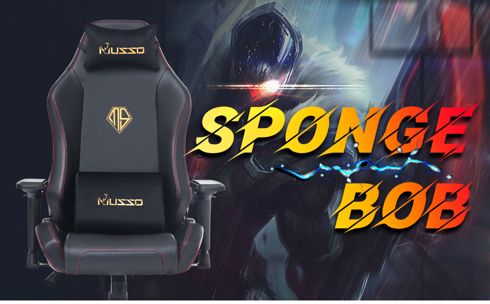 MUSSO รุ่น SpongeBob Series เก้าอี้สีเทา เก้าอี้เกมมิ่งผ้า/พรีเมี่ยมหนัง PU เมมโมรี่โฟม ที่วางแขน 4D พนักพิงสูง เก้าอี้คอมพิวเตอร์สำหรับเล่นเกมแบบตามหลักสรีรศาสตร