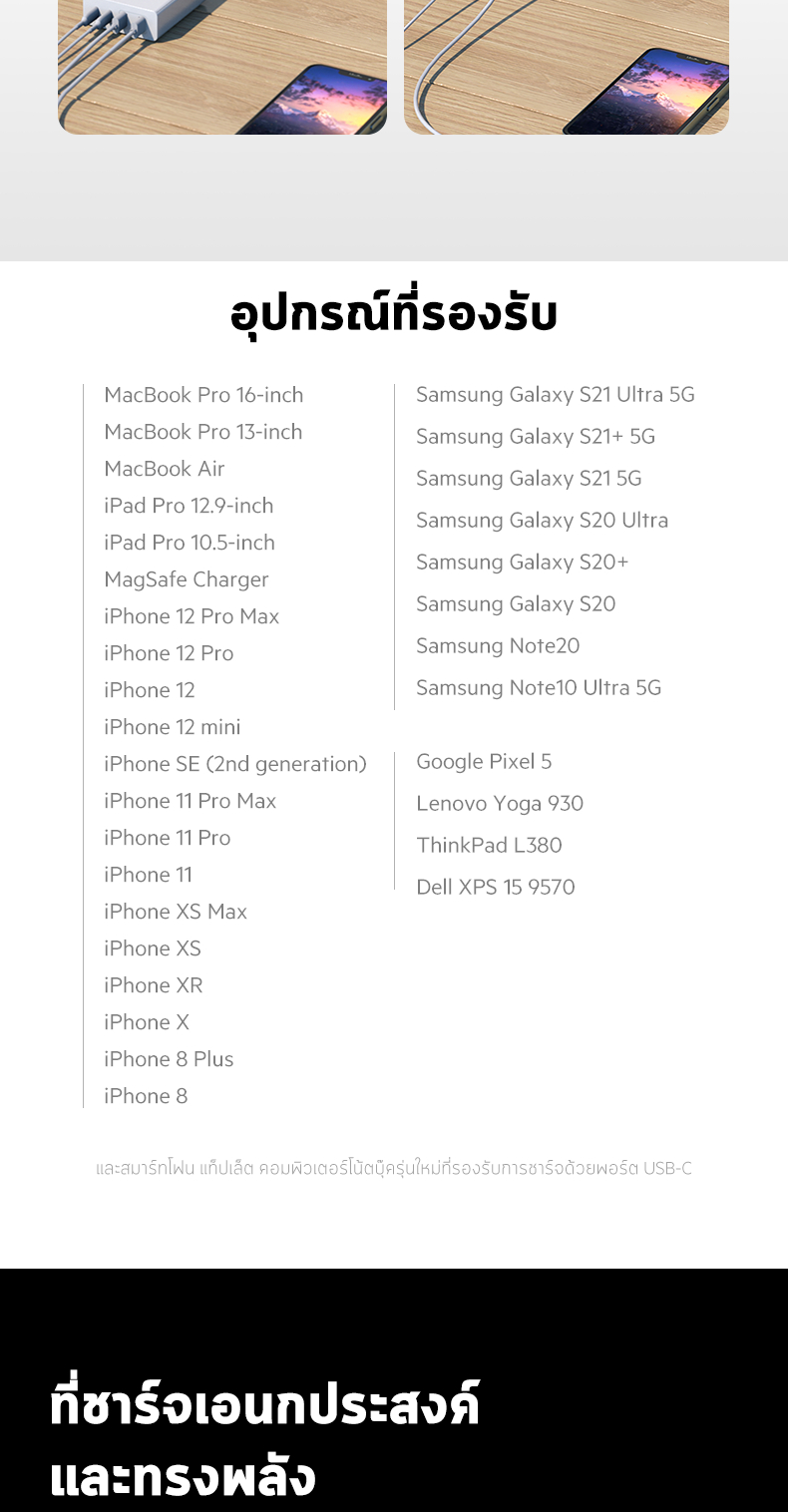 มุมมองเพิ่มเติมของสินค้า Belkin หัวชาร์จ 108W Gan Dual Type C PD + Dual USB หัวชาร์จเร็ว สำหรับ Notebook Macbook iPad iPhone Fast charge WCH010