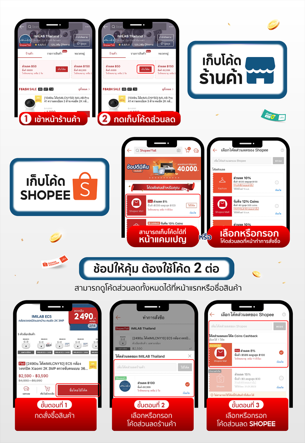 รูปภาพรายละเอียดของ IMILAB Pro A1 ความละเอียด 3 ล้าน คมชัด 2K กล้องวงจรปิด ต่อแอพ Mi Home -2Y