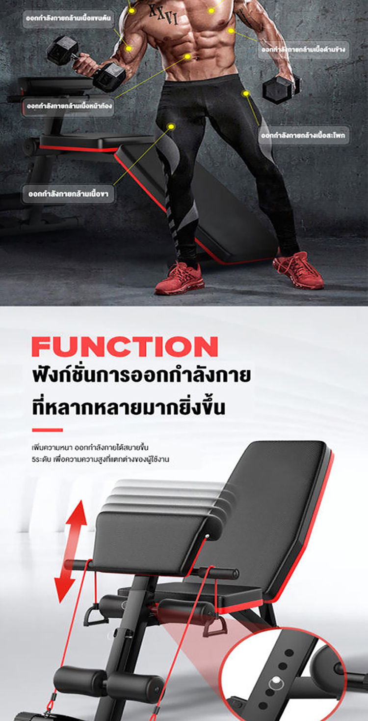 คำอธิบายเพิ่มเติมเกี่ยวกับ YINGER ม้านั่งยกน้ำหนัก ม้านั่งบริหารร่างกาย เก้าอี้ยกน้ำหนัก ม้านั่งดัมเบล Adjustable Weight Bench ม้านั่งออกกำลังกาย