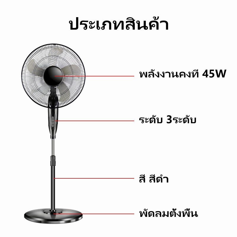 ข้อมูลเกี่ยวกับ Yotex พัดลม พัดลมตั้งพื้น พัดลมไฟฟ้า 5 ใบพัด ขนาด 16 นิ้ว ปรับระดับได้ พัดลมอุตสาหกรรม Electric fan floor fan household