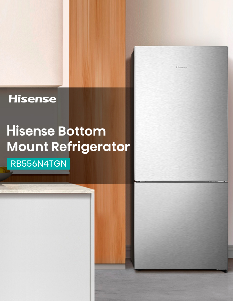 มุมมองเพิ่มเติมของสินค้า Hisense: ตู้เย็น 2 ประตู :14.7Q/417 ลิตร รุ่น RB556N4TGN