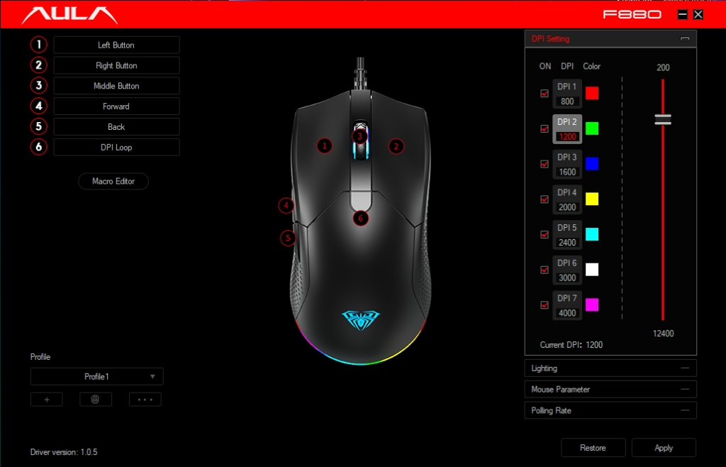 เมาส์เกมมิ่ง - AULA F880 - เมาส์มาโคร 7 ปุ่ม ไฟ RGB Optical Gaming ...
