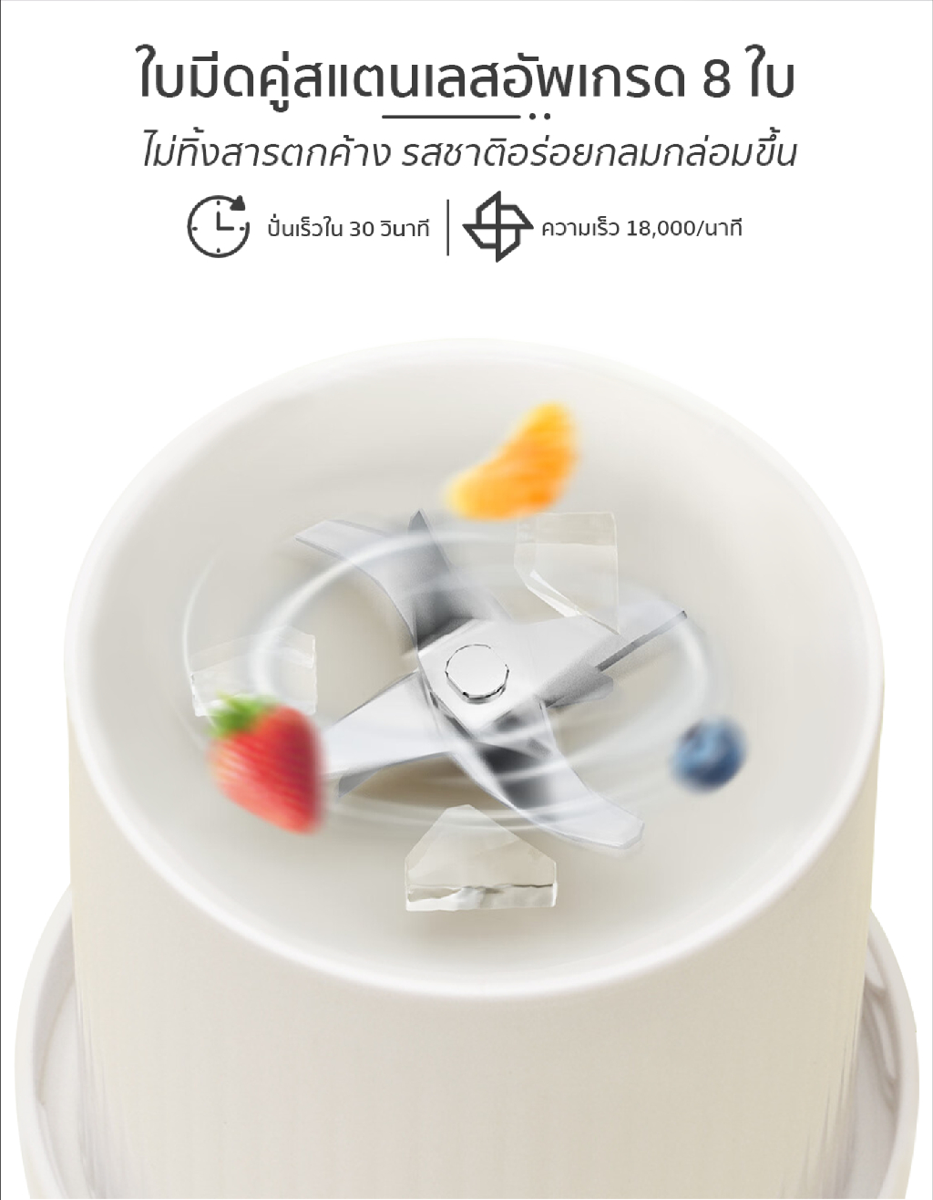 ภาพประกอบของ Simplus เครื่องปั่นน้ำผลไม้พกพา 300 มล. มัลติฟังก์ชั่น ชาร์จUSB คั้นน้ำผลไม้ 40W ปั่นน้ำผลไม้ไฟฟ้ามือถือไร้สายZZJH004