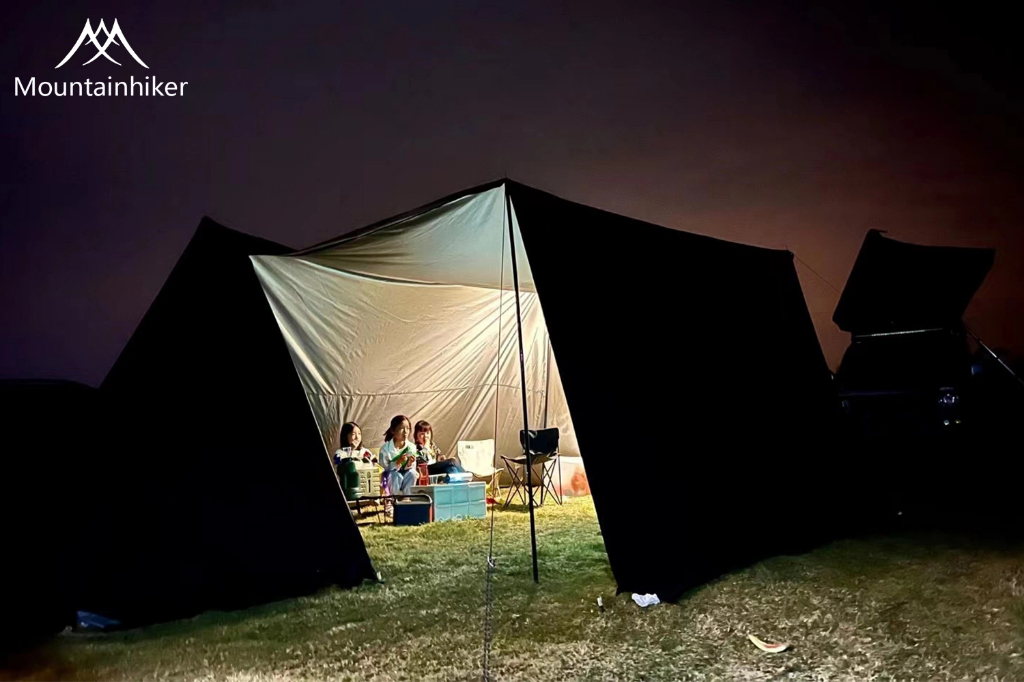 Mountainhiker Awning Tent เต็นท์ทรงกระโจม 2 ยอด จัดวางของได้อิสระ แข็งแรงทนทาน ดัชนีการกันน้ำ PU3000mm ใช้งานประมาณ 10-15 คน ขนาด 555x330x240cm