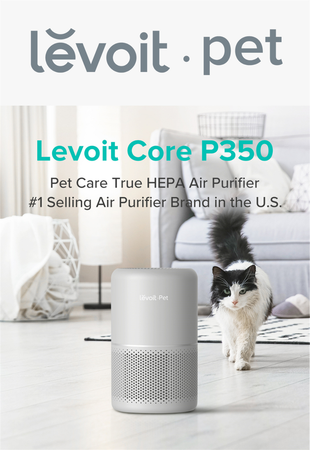 เกี่ยวกับสินค้า Levoit Core P350 Pet Air Purifier กรองฝุ่น PM2.5 เครื่องฟอกอากาศ จอสัมผัส เสียงให้ต่ำถึง 24dB กรองอากาศ 40 ตร.ม สัตว์เลี้ยง ฟอกขน กำจัดกลิ่น ประกัน 2 ปี ผ่อน 0%
