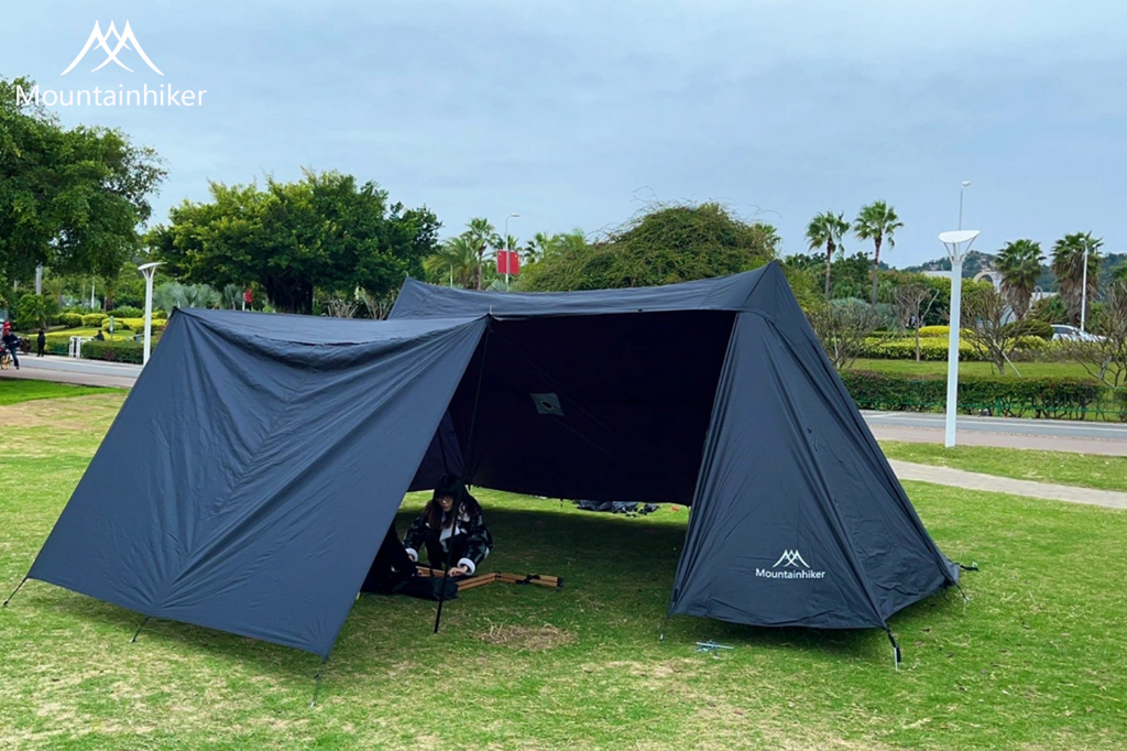 Mountainhiker Awning Tent เต็นท์ทรงกระโจม 2 ยอด จัดวางของได้อิสระ แข็งแรงทนทาน ดัชนีการกันน้ำ PU3000mm ใช้งานประมาณ 10-15 คน ขนาด 555x330x240cm
