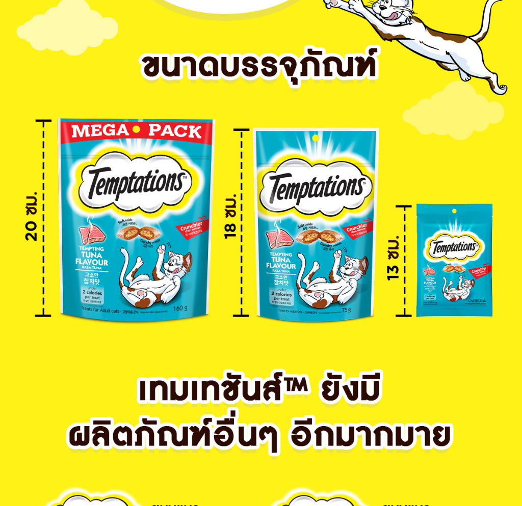 มุมมองเพิ่มเติมเกี่ยวกับ TEMPTATIONS ขนมแมว - ขนมแมวกรอบนอกนุ่มในสำหรับแมว - 75 กรัม (5 แพ็ก)