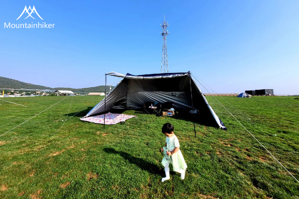 Mountainhiker Awning Tent เต็นท์ทรงกระโจม 2 ยอด จัดวางของได้อิสระ แข็งแรงทนทาน ดัชนีการกันน้ำ PU3000mm ใช้งานประมาณ 10-15 คน ขนาด 555x330x240cm