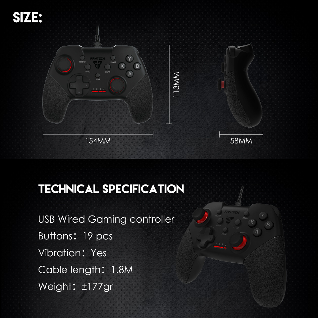 FANTECH GP13 SHOOTER II Gaming Controller น้ำหนักเบา ระบบ X-input มาพร้อมกับด้ามจับพื้นผิวยาง จับถนัดมือ