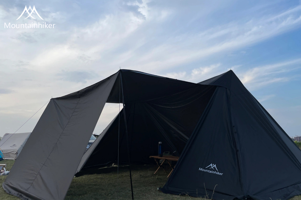Mountainhiker Awning Tent เต็นท์ทรงกระโจม 2 ยอด จัดวางของได้อิสระ แข็งแรงทนทาน ดัชนีการกันน้ำ PU3000mm ใช้งานประมาณ 10-15 คน ขนาด 555x330x240cm
