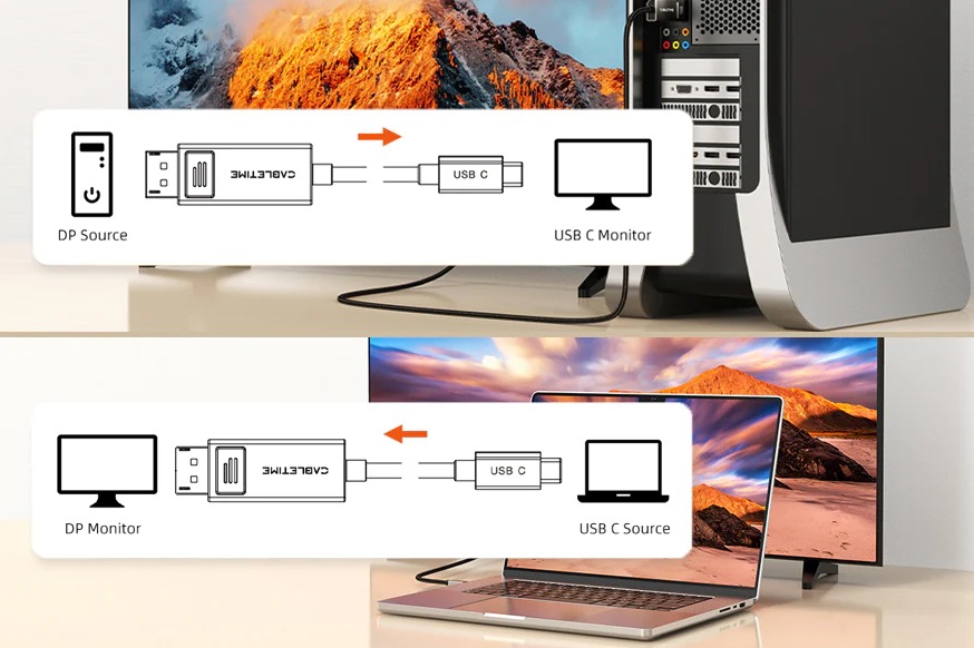 CABLETIME Type C to DisplayPort 1.4 รองรับความละเอียด 8K60Hz 4K144Hz ...