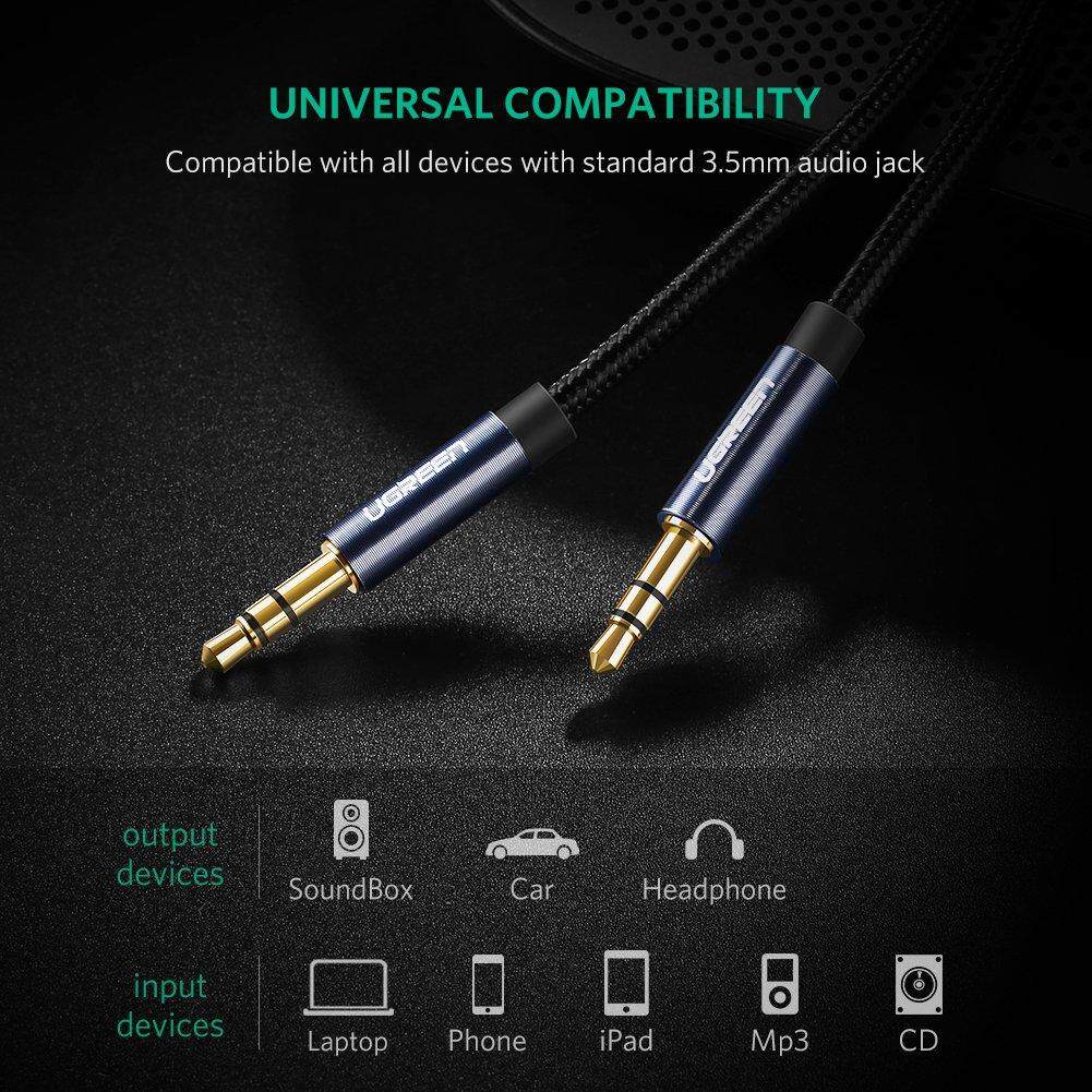 UGREEN รุ่น AV112 สาย AUX 3.5mm แจ๊คต่อสัญญาณ สายยาว 0.5 - 5m สายแบบถัก ...