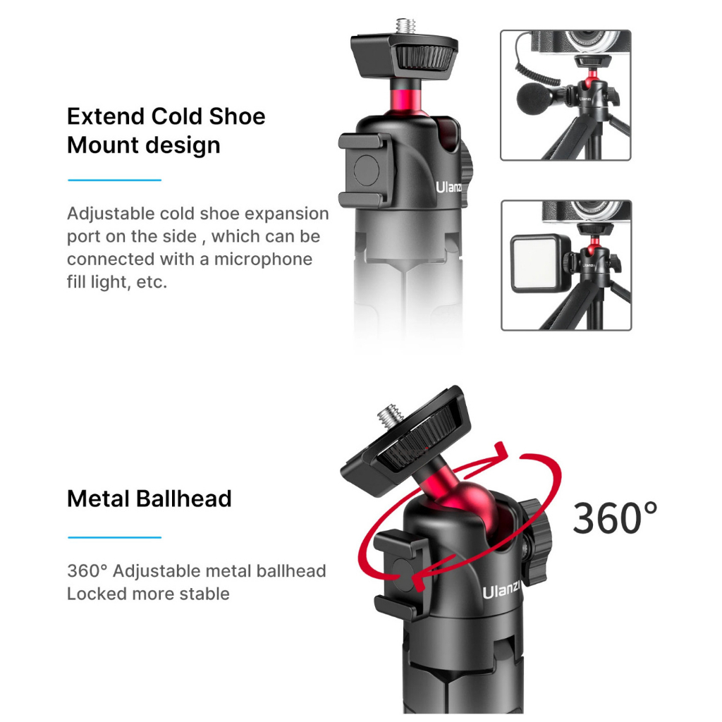 มุมมองเพิ่มเติมเกี่ยวกับ Ulanzi Mt 16 Extendable Tripod with Ball Head ขาตั้งกล้อง แบบสามขา รับน้ำหนักได้ 1.5 กิโลกรัม