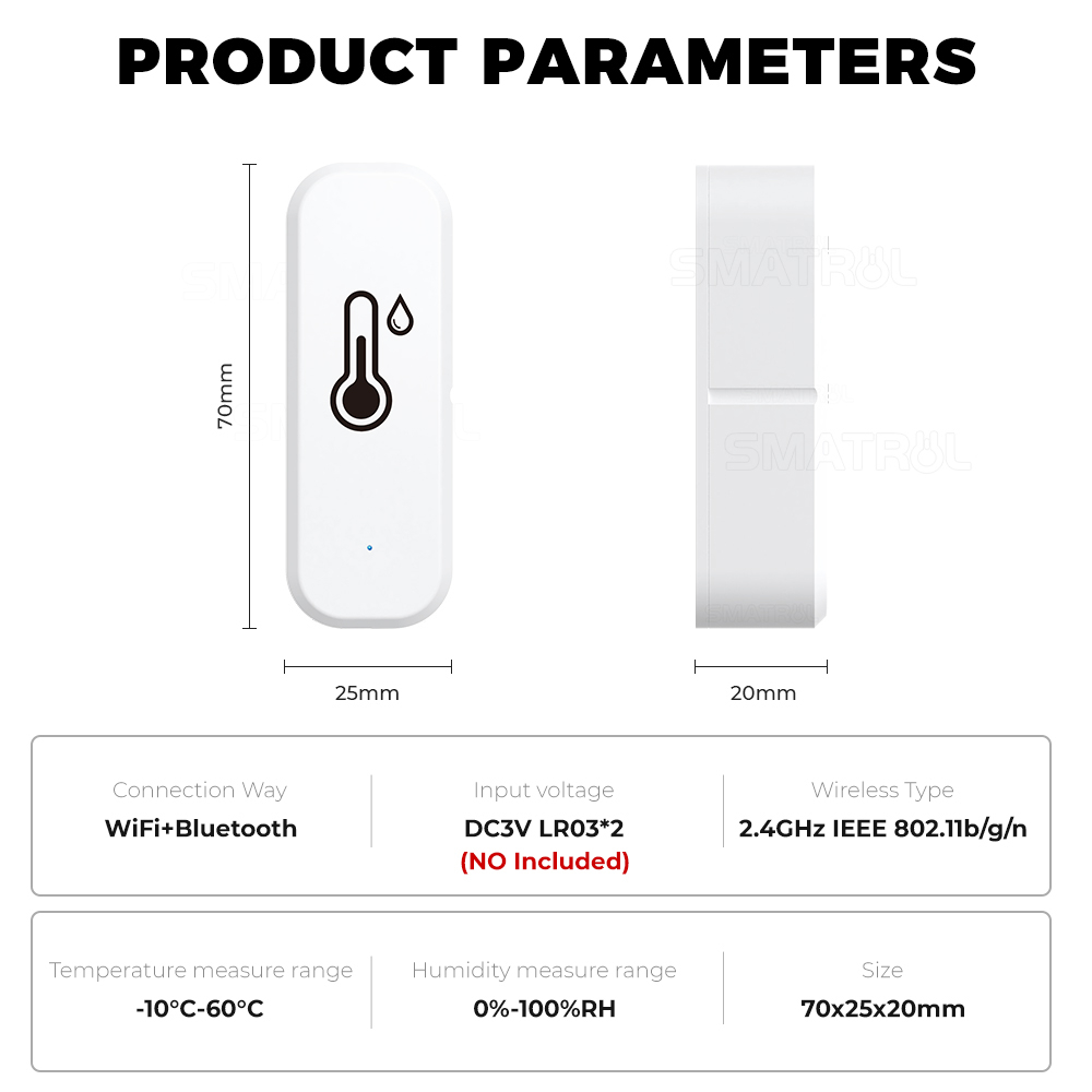 SMATRUL smart Tuya WiFi Temperature and Humidity Sensor TH08 เซ็นเซอร์ ...