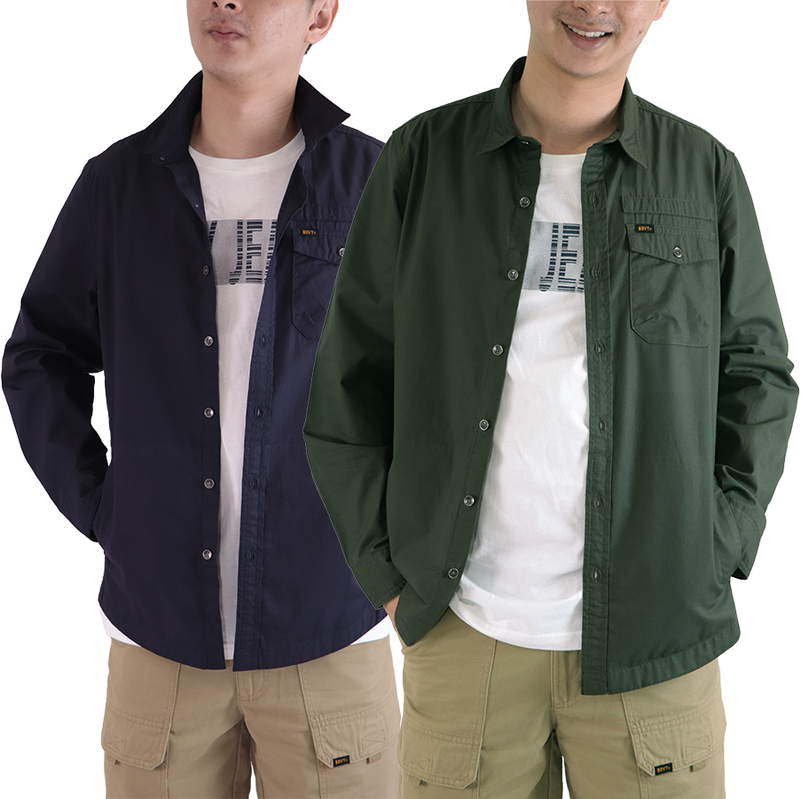 BOVY SHIRTXJACKET - เสื้อเชิ้ตแขนยาวสีพึ้น ใส่คลุมใส่เป็นแจ็คเก็ตกันลม ...