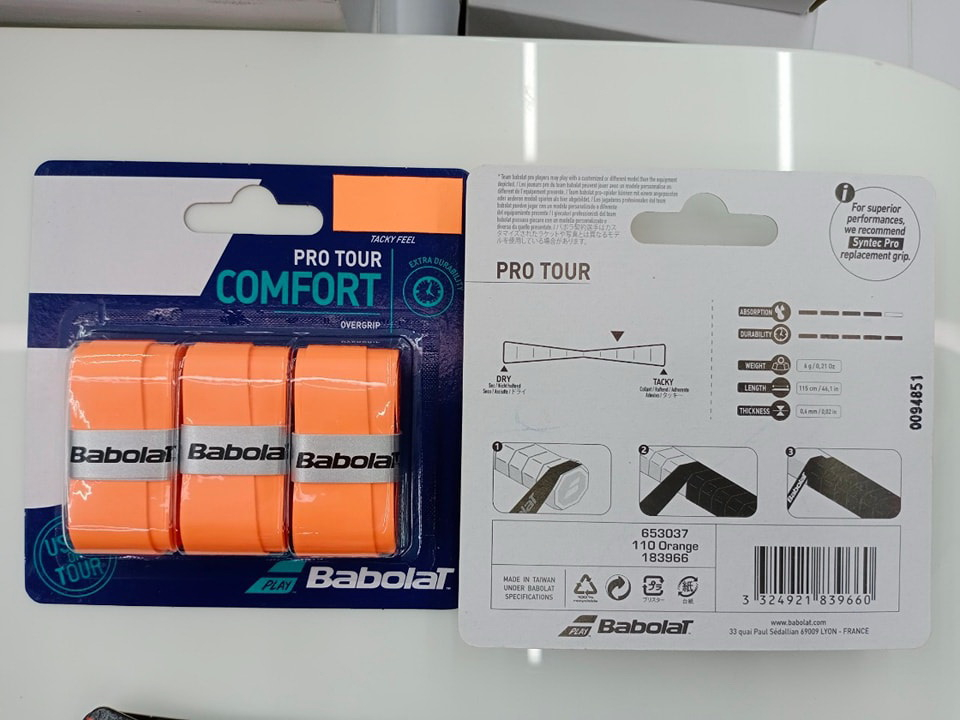 รูปภาพเพิ่มเติมของ Babolat เทปพันด้าม/กริ๊ปพันด้ามไม้เทนนิส Pro Tour x3 Overgrips Tape Racket Tennis (4สี)