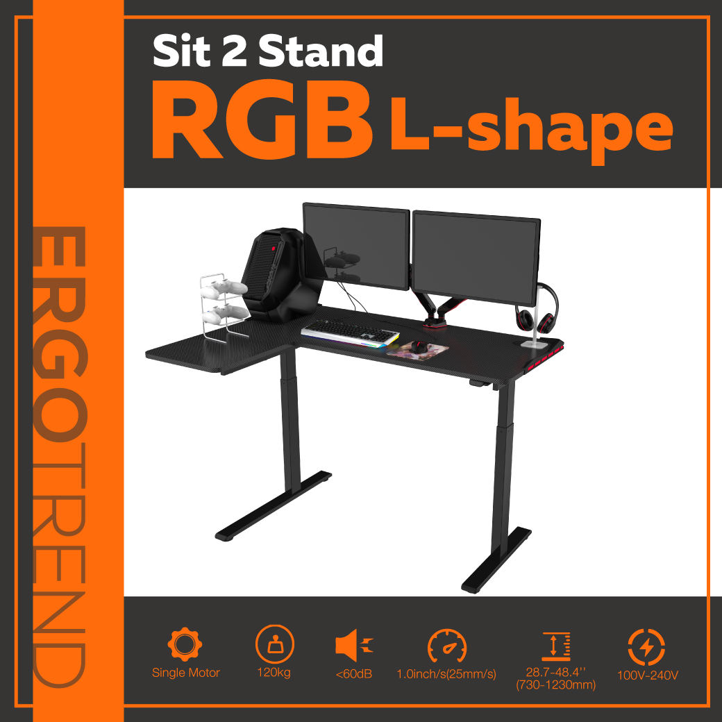 ErgoTrend โต๊ะไฟฟ้าเออร์โกเทรน ยืน-นั่งทำงาน รุ่น Sit2stand RGB L-shape