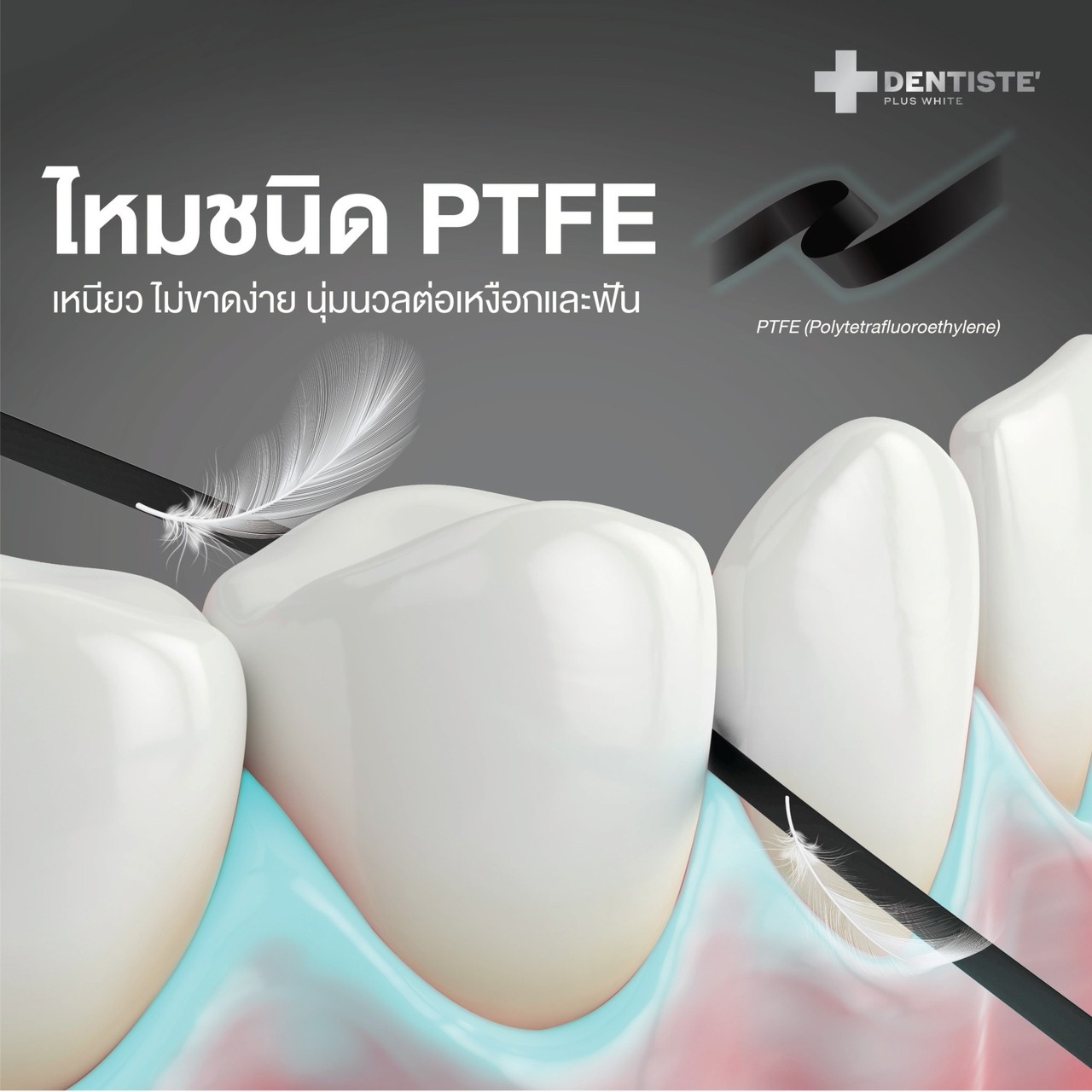Dentiste' Dentiste Dental Black PTFE Floss Tape with Fluoride 30m ไหมขัดฟันเคลือบฟลูออไรด์ ขจัดคราบพลัค ป้องกันฟันผุ นุ่มพิเศษ ทำความสะอาดลึกถึงซอก