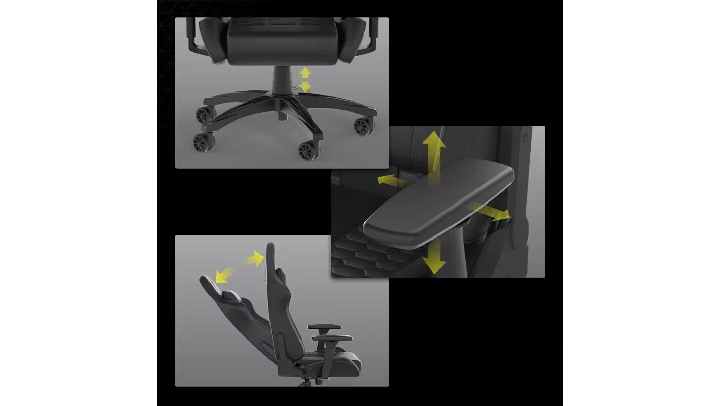 CORSAIR Chair รุ่น TC100 RELAXED Gaming Chair E-Sport เก้าอี้สีเทา เก้าอี้พนักพิงสูง ลดอาการปวดเมื่อย เก้าอี้เบาะ นุ่ม เกรดพรีเมี่ยม - Fabric Black/Grey