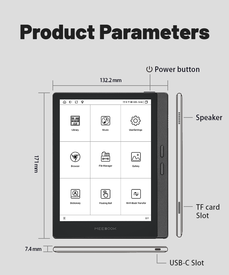 Meebook M7 eBook Reader - New 7" Eink (Android 11 / Micro SD Slot 1TB ...