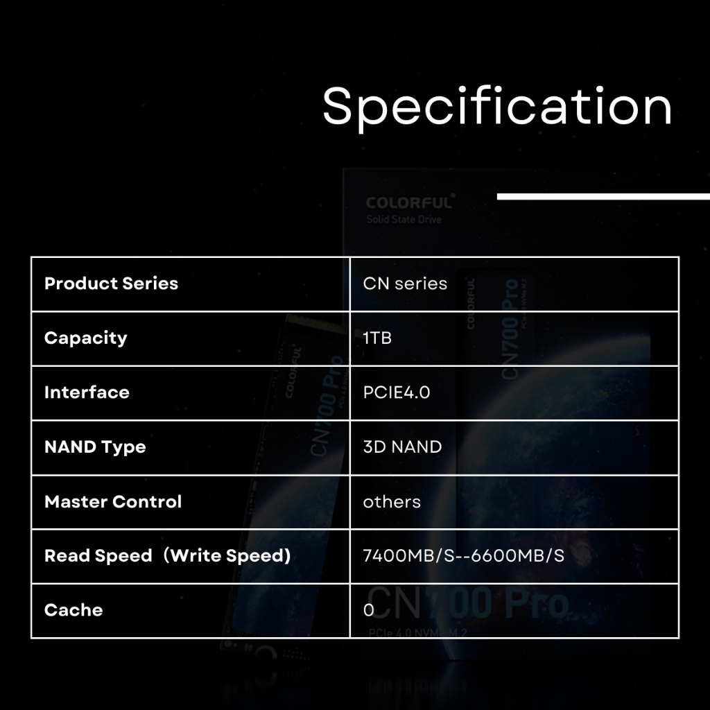 ภาพประกอบคำอธิบาย COLORFUL SSD CN700 PRO ขนาด 1TB (M.2 NVMe 7400/6600 MB/s) รับประกัน 3 ปี โดย Devas IPASON