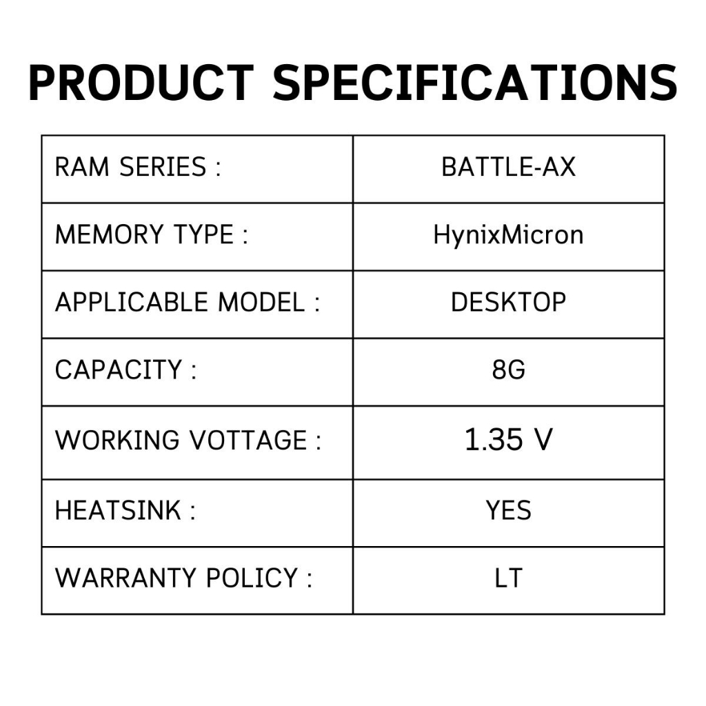 มุมมองเพิ่มเติมของสินค้า COLORFUL RAM สำหรับ PC รุ่น Battle-AX DDR4 BUS 3200 - CL16 ขนาด 1x8GB รับประกัน โดย Devas IPASON
