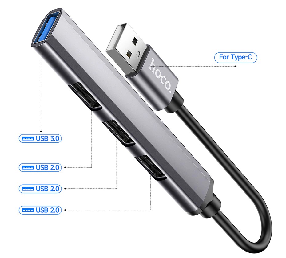 Hoco HB26 Hub USB 4in1 Adapter สำหรับโอนถ่ายข้อมูล และเชื่อมต่ออุปกรณ์ ...