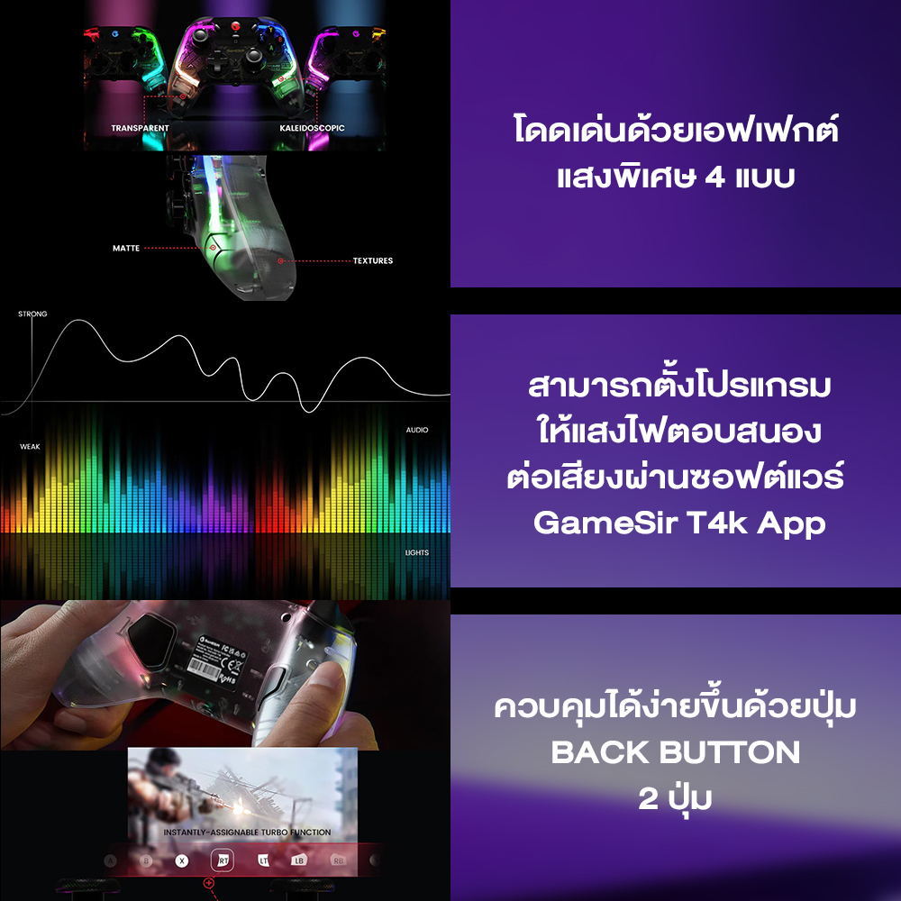 GAMESIR T4 Kaleid Wired Gamepad with Hall Effect for Nintendo PC Steam Android TV Box จอยเกมมีสาย