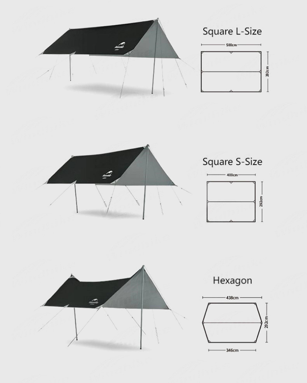 Naturehike เต็นท์กันแดด สำหรับหลายคน เต็นท์กันฝน น้ำหนักเบา ตั้งแคมป์กลางแจ้ง