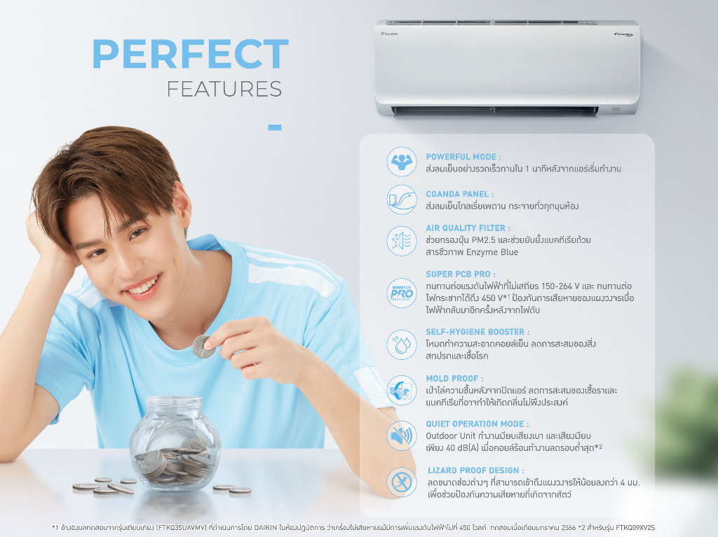 ภาพประกอบของ Daikin ติดผนัง แอร์ไดกิ้น อินเวอร์เตอร์ (9000-24000 btu) รุ่น FTKQ_X 2023 เบอร์ 5