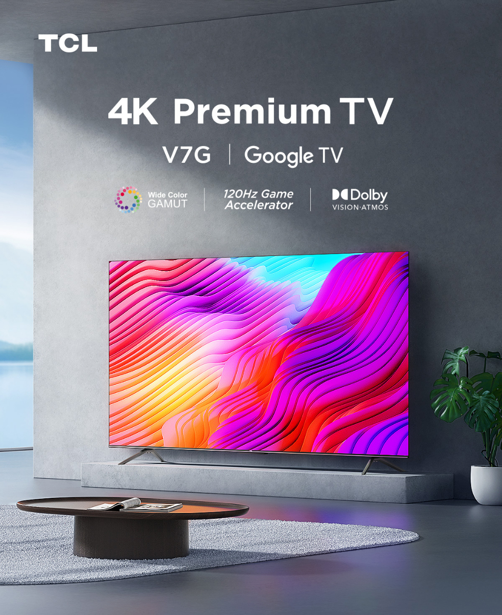 ข้อมูลเพิ่มเติมของ ใหม่ TCL ทีวี 55 นิ้ว 4K Premium Google TV รุ่น 55V7G ระบบปฏิบัติการ Google/Netflix & Youtube & MEMC 60HZ-Wifi, WCG, Freesync, Dolby Vision & Atmos